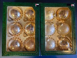 Christmas by Krebs Glass Round Ball Ornaments Gold/Clear Set of 12 Hanging